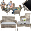 Grey Technorattan Lounge Set with Sofa, Armchairs and Coffee Table