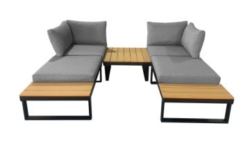Lisa Grey Six-Person Garden Corner Furniture Set