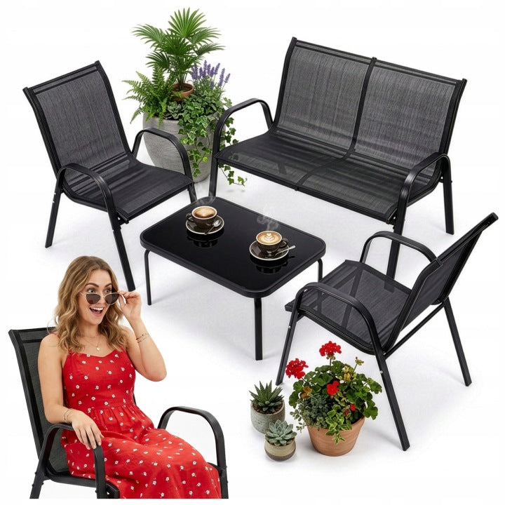 Campela Four-Person Garden Lounge Set with Sofa, Chairs and Table
