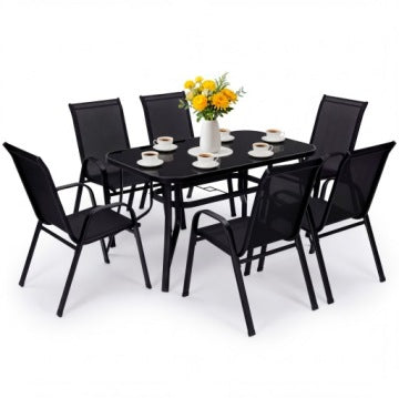 Large Garden Dining Set with Table and Six Chairs for Terrace and Balcony