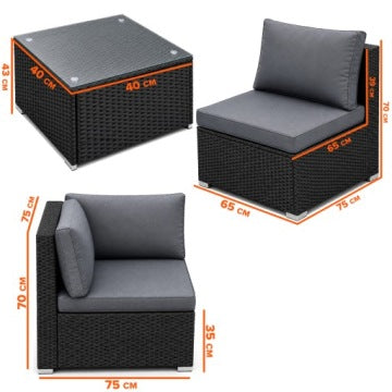 Modern Loft Grey Modular Garden Corner Set with Armchair and Table