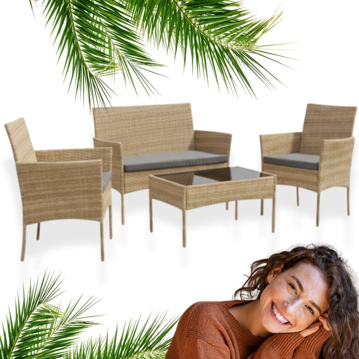 SFS010 Natural Beige Technorattan Garden Furniture Set by MTG
