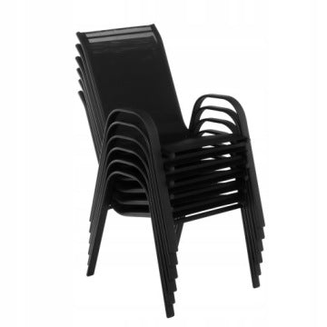 Six-Person Black Garden Dining Set with Table and Chairs