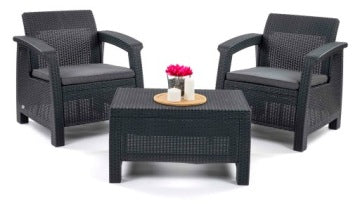 Keter Corfu Weekend Grey Rattan-Style Garden Furniture Set