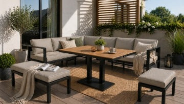 Globo Taupe Nine-Person Modular Garden Lounge Set