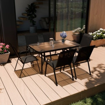 Kindly Black Six-Person Garden Dining Set by Zenjoy