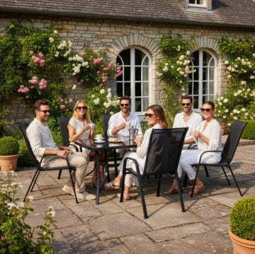 Large Garden Dining Set with Table and Six Chairs for Terrace and Balcony