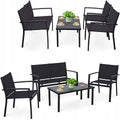 Jumi Black Garden Lounge Set with Table, Armchairs and Sofa