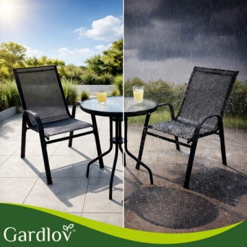 Black Balcony Furniture Set with Table and Two Chairs